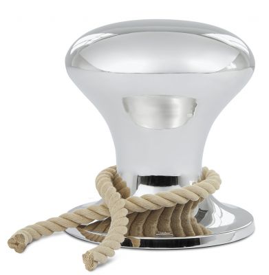 Philippi Hamburger Hocker, polierter Metallhocker mit Seil, moderner Design Hocker für Wohnräume.